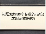沈阳宠物医疗专业的技校(沈阳宠物医校)