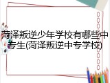 菏泽叛逆少年学校有哪些中专生(菏泽叛逆中专学校)