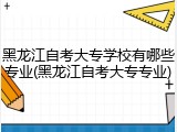 黑龙江自考大专学校有哪些专业(黑龙江自考大专专业)