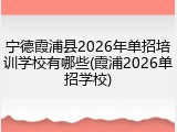 宁德霞浦县2026年单招培训学校有哪些(霞浦2026单招学校)