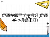 伊通在哪里学挖机好(伊通学挖机哪里好)