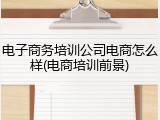 电子商务培训公司电商怎么样(电商培训前景)