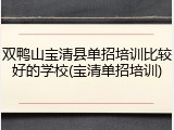 双鸭山宝清县单招培训比较好的学校(宝清单招培训)