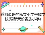 成都最贵的私立小学贵族学校(成都天价贵族小学)