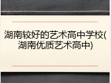 湖南较好的艺术高中学校(湖南优质艺术高中)