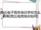 商丘电子商务培训学校怎么样啊(商丘电商培训如何)