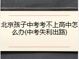 北京孩子中考考不上高中怎么办(中考失利出路)