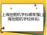 上海挖掘机学校哪家强(上海挖掘机学校排名)