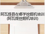 阿瓦提县在哪学挖掘机培训(阿瓦提挖掘机培训)