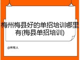 梅州梅县好的单招培训哪里有(梅县单招培训)