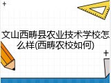 文山西畴县农业技术学校怎么样(西畴农校如何)