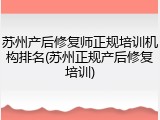 苏州产后修复师正规培训机构排名(苏州正规产后修复培训)