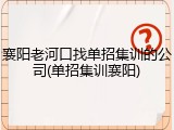 襄阳老河口找单招集训的公司(单招集训襄阳)
