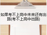 如果考不上高中未来还有出路(考不上高中出路)