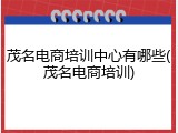 茂名电商培训中心有哪些(茂名电商培训)