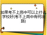 如果考不上高中可以上什么学校好(考不上高中有何出路)