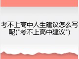 考不上高中人生建议怎么写呢("考不上高中建议")