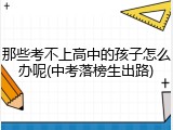 那些考不上高中的孩子怎么办呢(中考落榜生出路)
