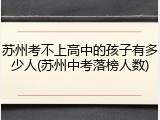 苏州考不上高中的孩子有多少人(苏州中考落榜人数)