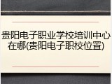 贵阳电子职业学校培训中心在哪(贵阳电子职校位置)