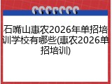 石嘴山惠农2026年单招培训学校有哪些(惠农2026单招培训)
