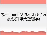 考不上高中父母不让读了怎么办(升学无望辍学)