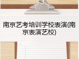 南京艺考培训学校表演(南京表演艺校)