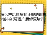 清远产后修复师正规培训机构排名(清远产后修复培训)