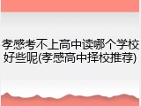 孝感考不上高中读哪个学校好些呢(孝感高中择校推荐)