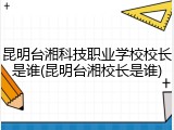昆明台湘科技职业学校校长是谁(昆明台湘校长是谁)