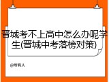 晋城考不上高中怎么办呢学生(晋城中考落榜对策)