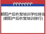 朝阳产后恢复培训学校排名(朝阳产后恢复培训排行)