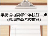 学跨境电商哪个学校好一点(跨境电商名校推荐)