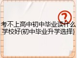 考不上高中初中毕业读什么学校好(初中毕业升学选择)