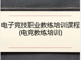 电子竞技职业教练培训课程(电竞教练培训)