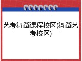 艺考舞蹈课程校区(舞蹈艺考校区)