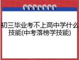初三毕业考不上高中学什么技能(中考落榜学技能)