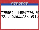 广东省轻工业技师学院升级高职(广东轻工技师升高职)