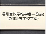 温州贵族学校学费一览表(温州贵族学校学费)
