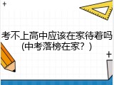 考不上高中应该在家待着吗(中考落榜在家？)
