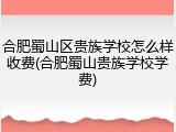 合肥蜀山区贵族学校怎么样收费(合肥蜀山贵族学校学费)