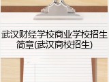 武汉财经学校商业学校招生简章(武汉商校招生)