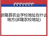 武隆县农业学校地址在什么地方(武隆农校地址)