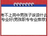 考不上高中男孩子该读什么专业好(男孩职专专业推荐)