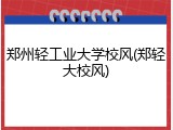 郑州轻工业大学校风(郑轻大校风)