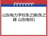 山东电力学校张之峰(张之峰 山东电校)