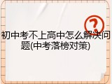 初中考不上高中怎么解决问题(中考落榜对策)