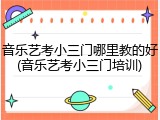 音乐艺考小三门哪里教的好(音乐艺考小三门培训)
