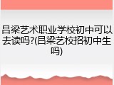 吕梁艺术职业学校初中可以去读吗?(吕梁艺校招初中生吗)