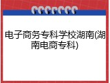 电子商务专科学校湖南(湖南电商专科)